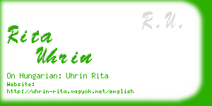 rita uhrin business card